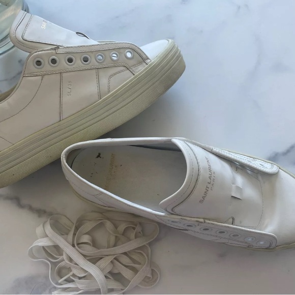 Saint Laurent Classic White Leather Sneakers - Picture 1 of 10
